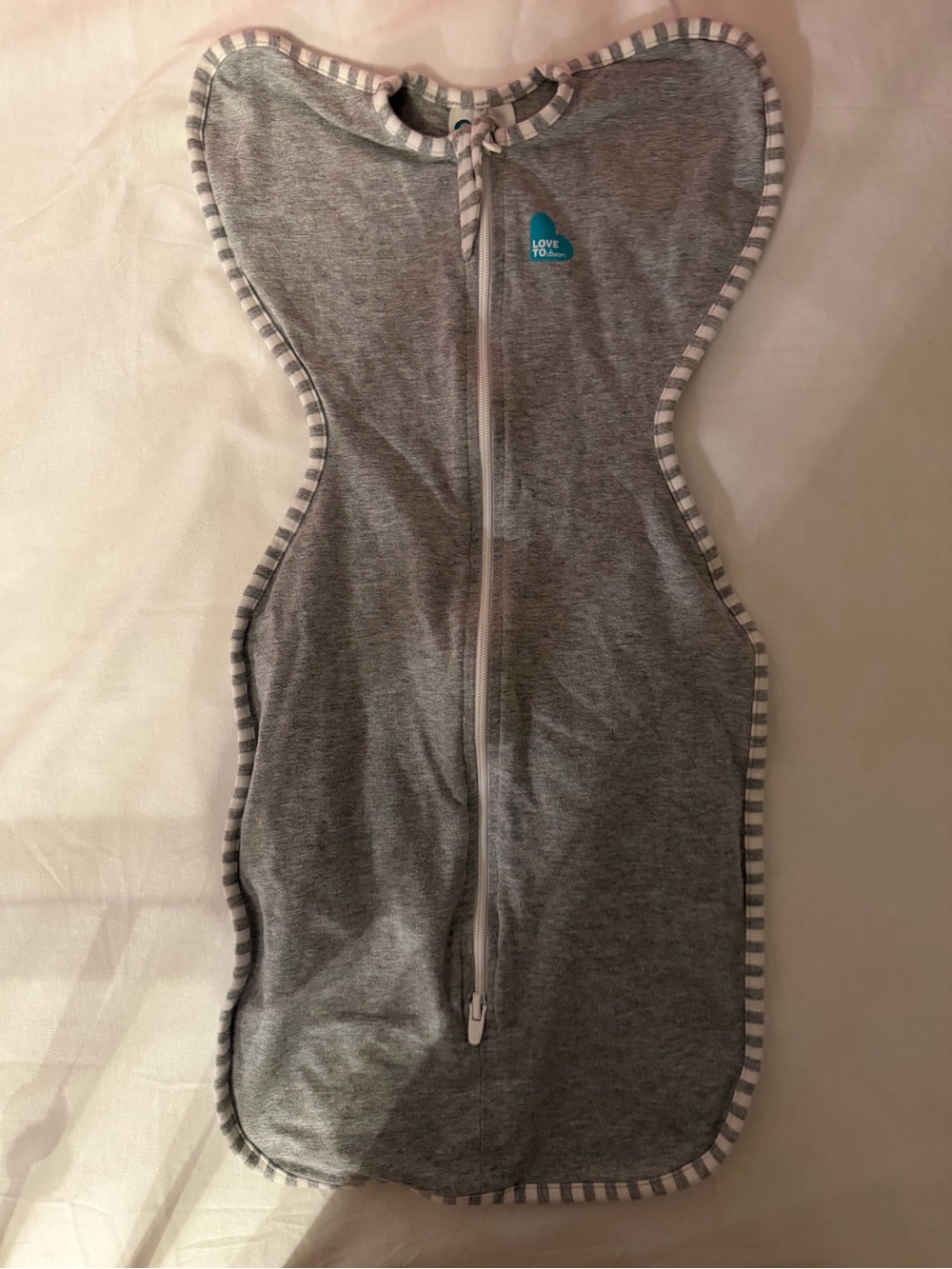 Love to Dream Grey Swaddle Sleep Sack with Striped Trim